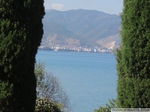 View of Lake Ohrid and Pogradec in Albania (St Naum, Macedonia)