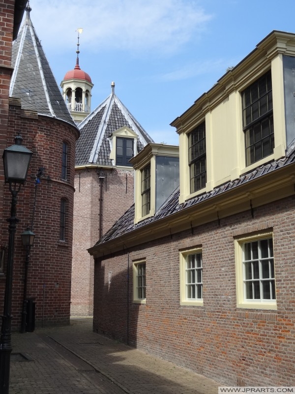 Bell Tower of the Kloosterkerk seen from the Museum Street (Assen, The Netherlands) campanile della chiesa abbaziale visto dal Museumlaantje (Assen, Paesi Bassi)