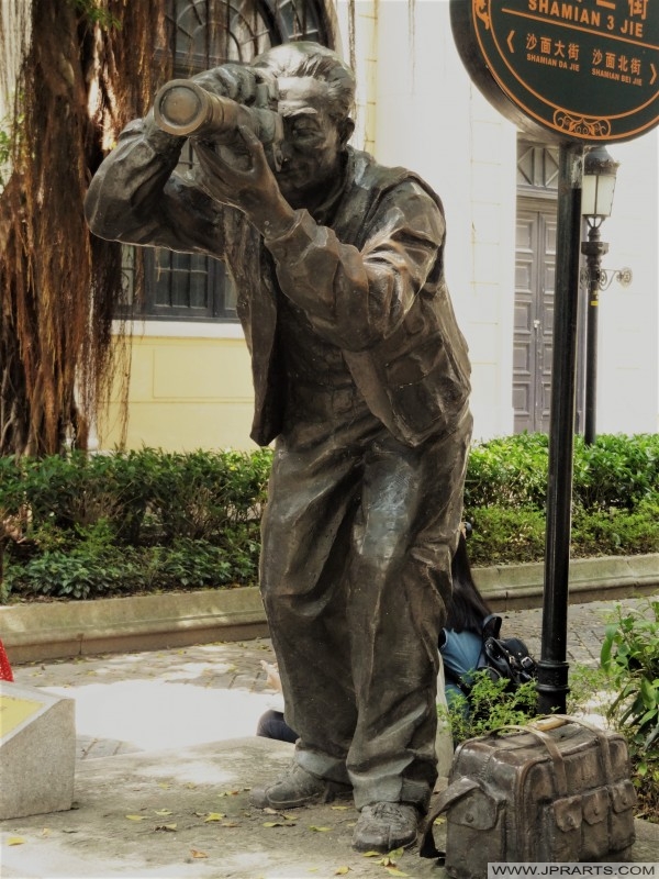 Photographer Statue on Shamian Island in Guangzhou, China