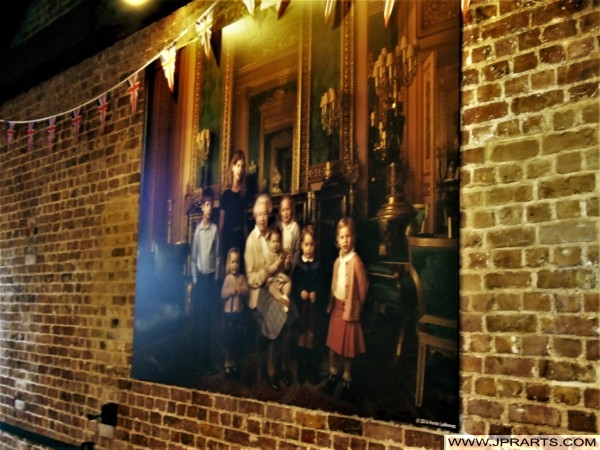 Portrait of Queen Elizabeth II and Behind Grandchildren in Windsor Castle Portrait of Queen Elizabeth II and Behind Grandchildren in Windsor Castle