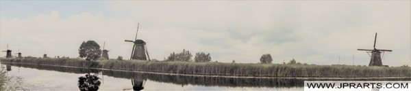Molens van Kinderdijk in de Alblasserwaard, Nederland