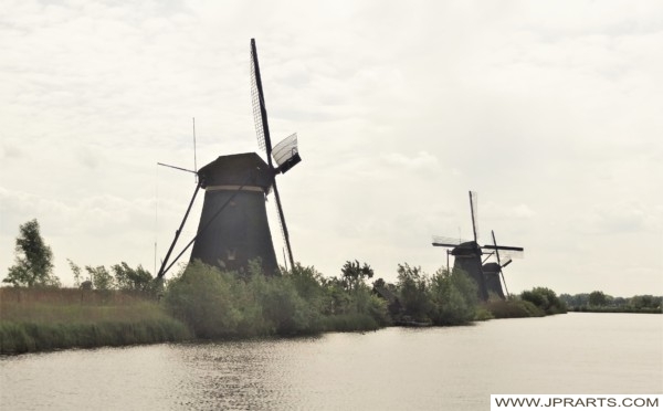 Windmills of Kinderdijk seen from the Tour Boat