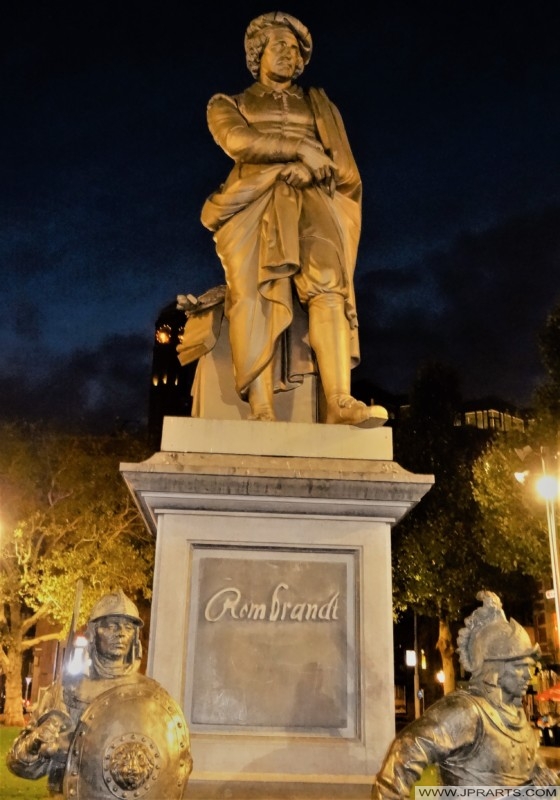 Rembrandt Statue in Amsterdam, The Netherlands