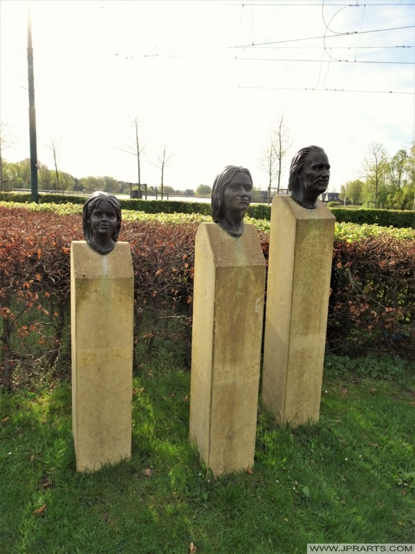 Heads of Prehistoric Ypenburgers, as a Reminder of the Discovery of the Burial Field found in 1998 Heads of Prehistoric Ypenburgers, as a Reminder of the Discovery of the Burial Field found in 1998